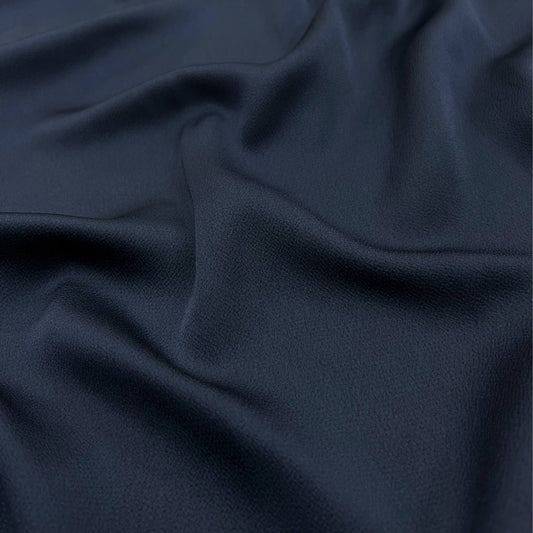 Grain satin hijab with reversible chiffon inner lining: Navy